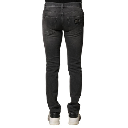 Dolce & Gabbana Black Washed Tattered Slim Fit Denim Jeans