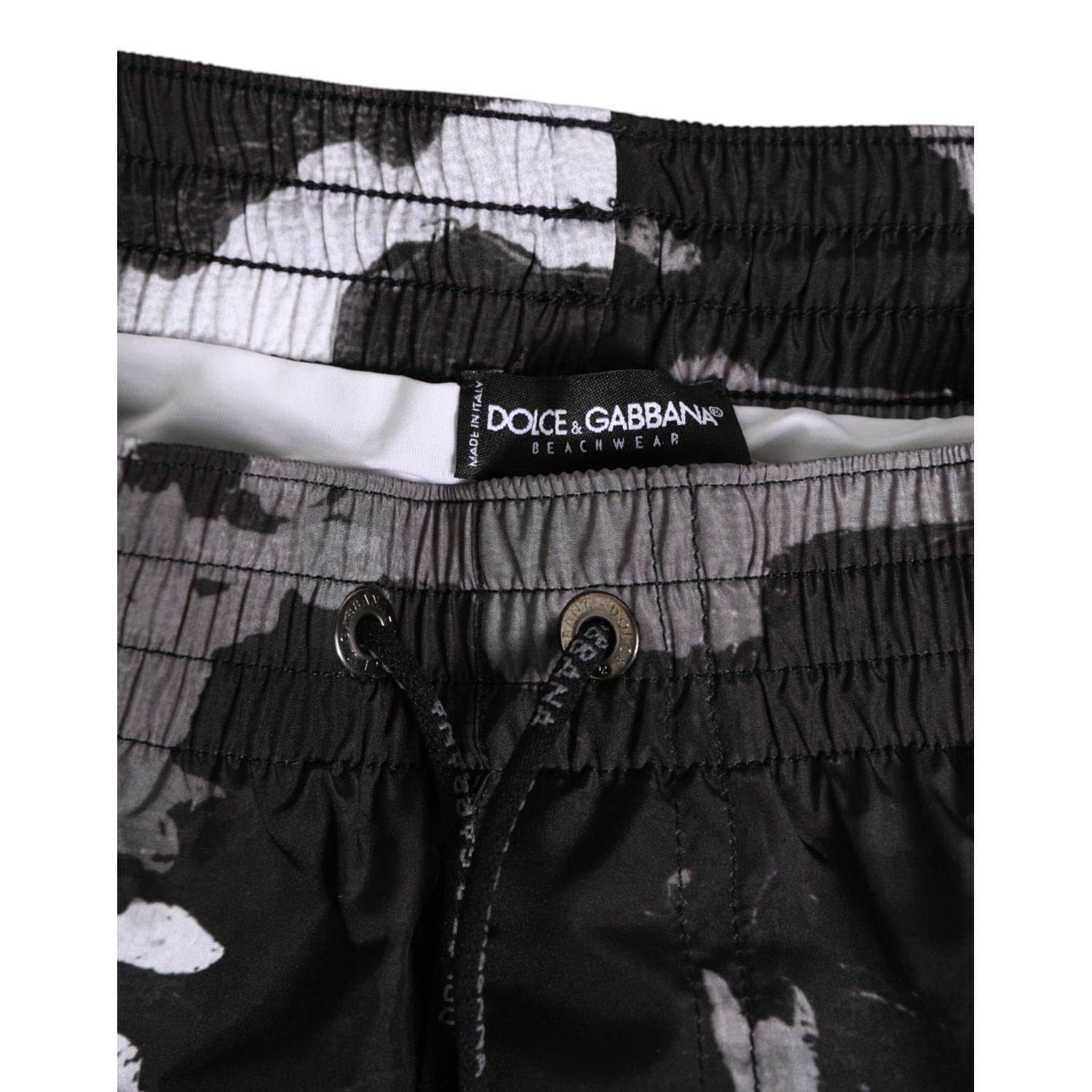 Dolce & Gabbana Black White Camouflage DG Logo Men Swimwear