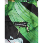 Dolce & Gabbana Black White Polyester Floral Orchid Print Shorts