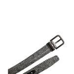 Dolce & Gabbana Black White Silver Tone Metal Buckle Belt