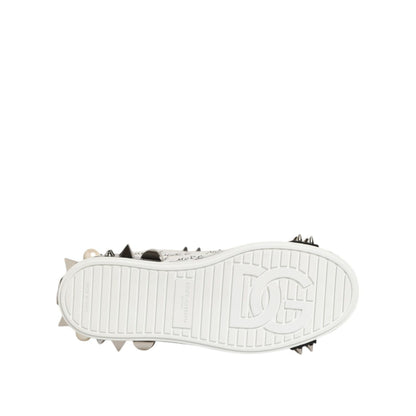 Dolce & Gabbana Black White Studded Low Top Sneakers Shoes