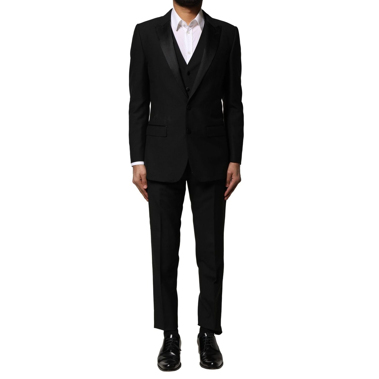 Dolce & Gabbana Black Wool 3 Piece Single Breasted Suit