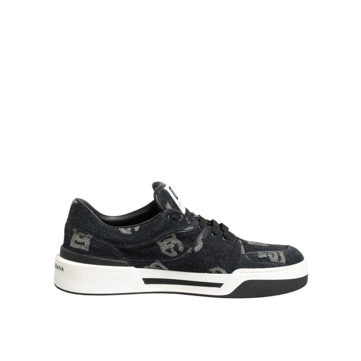 Dolce & Gabbana Blue Cotton Denim Logo Low Top Sneakers Shoes with logo detailing and rubber sole