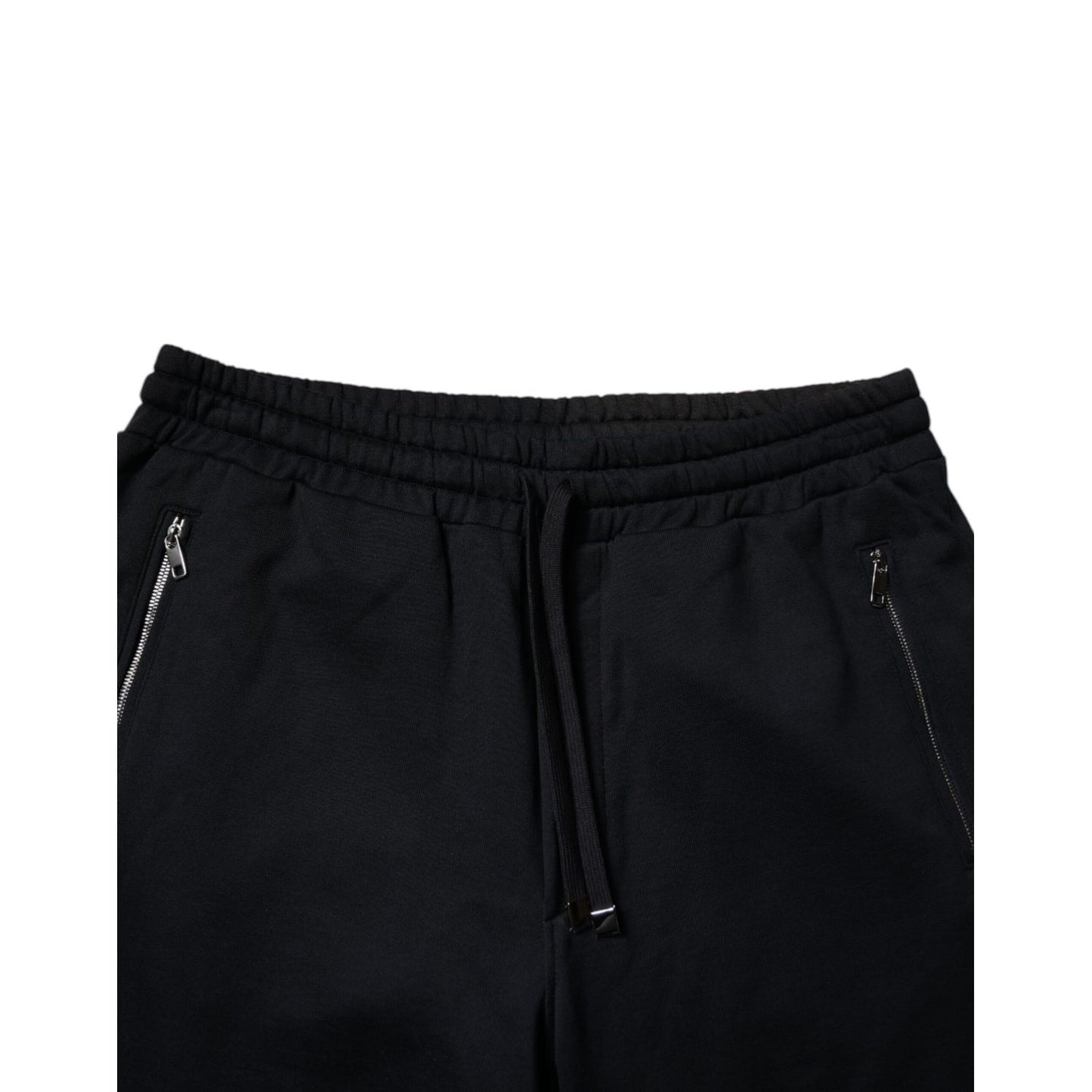 Dolce & Gabbana Blue Cotton Jogger Jogging Men Trouser Pants with elastic waistband and side zip pockets.