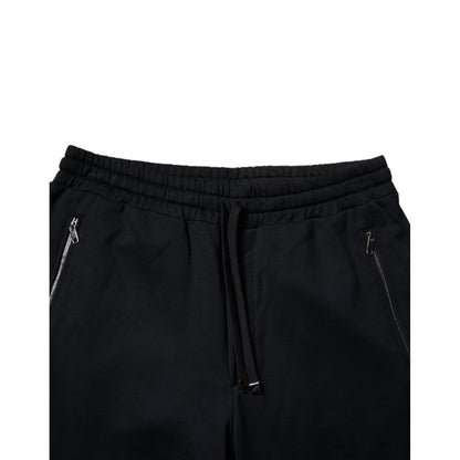 Dolce & Gabbana Blue Cotton Jogger Jogging Men Trouser Pants with elastic waistband and side zip pockets.