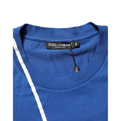 Dolce & Gabbana Blue Logo Print Cotton Crew Neck Men T-shirt