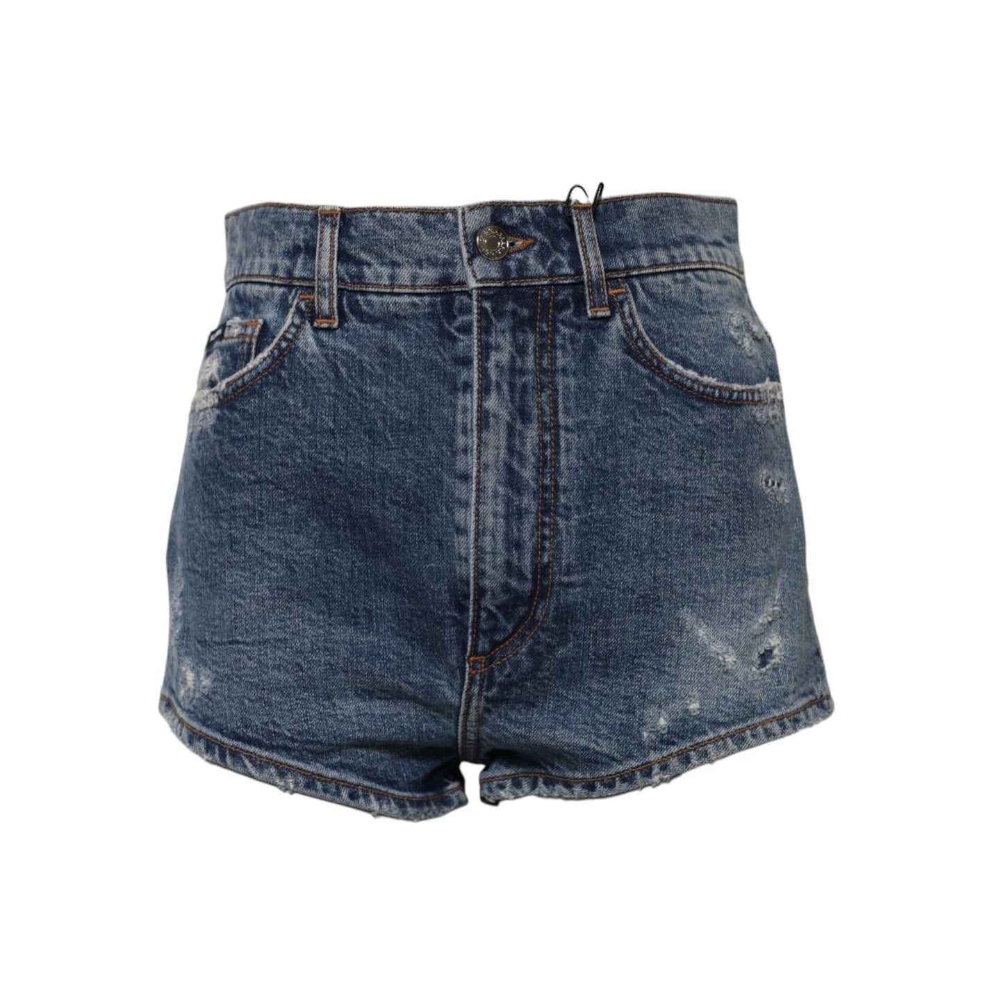 Dolce & Gabbana Blue Tattered Denim Cotton Hot Pants Shorts