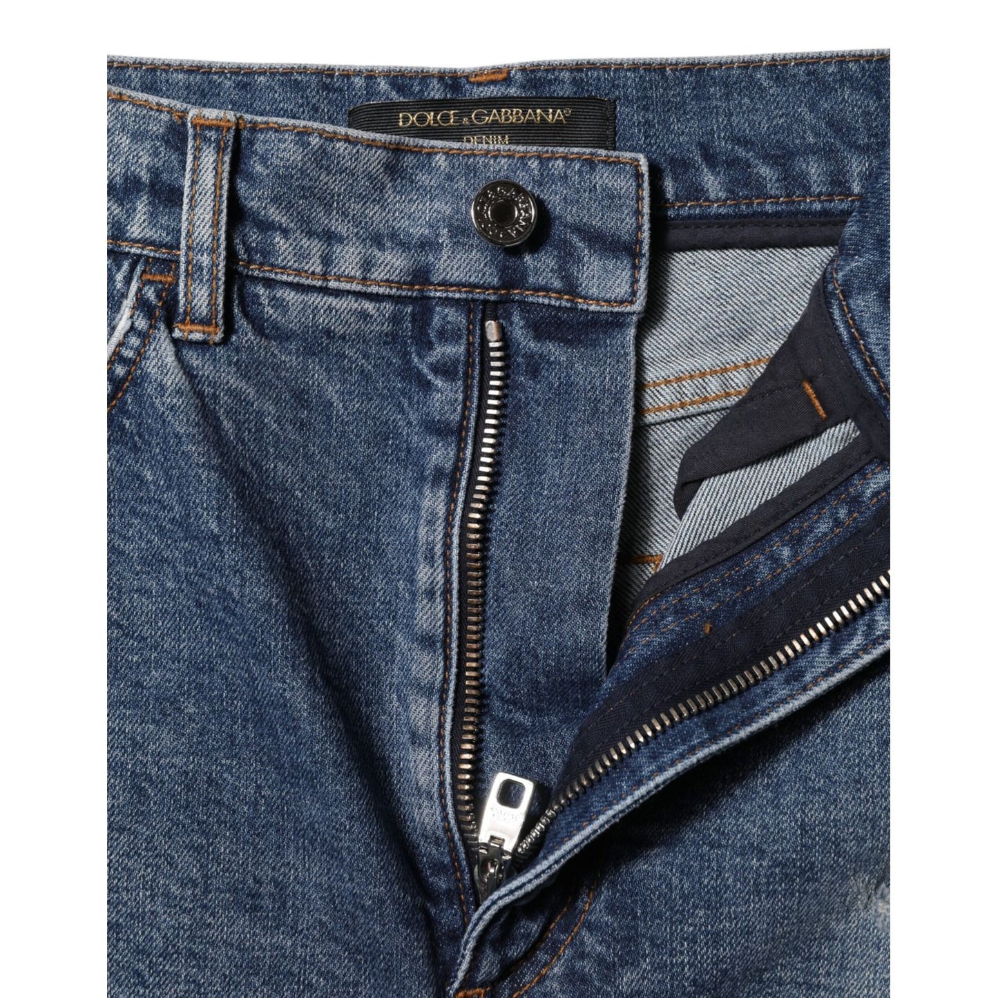 Dolce & Gabbana Blue Tattered Denim Cotton Hot Pants Shorts