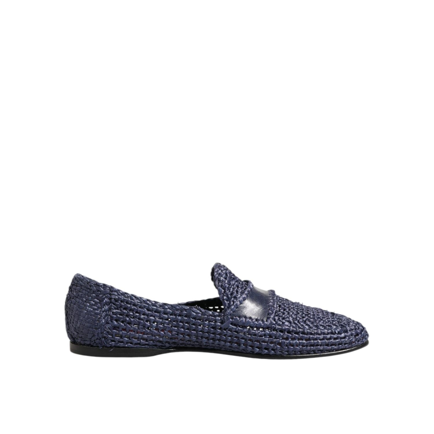 Dolce & Gabbana Blue Woven Leather Slip On Loafers Men Shoes