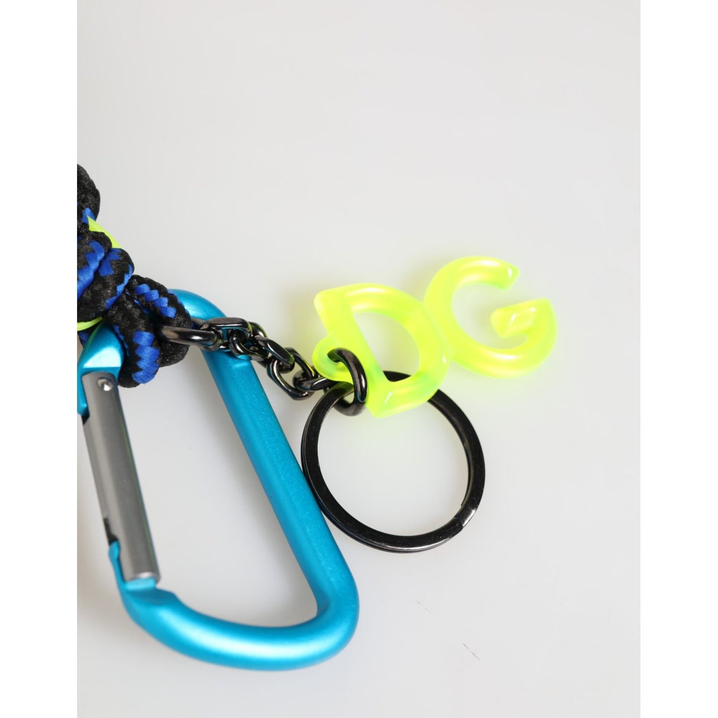 Dolce & Gabbana Blue Yellow Leather Tape String DG Logo Keychain Keyring