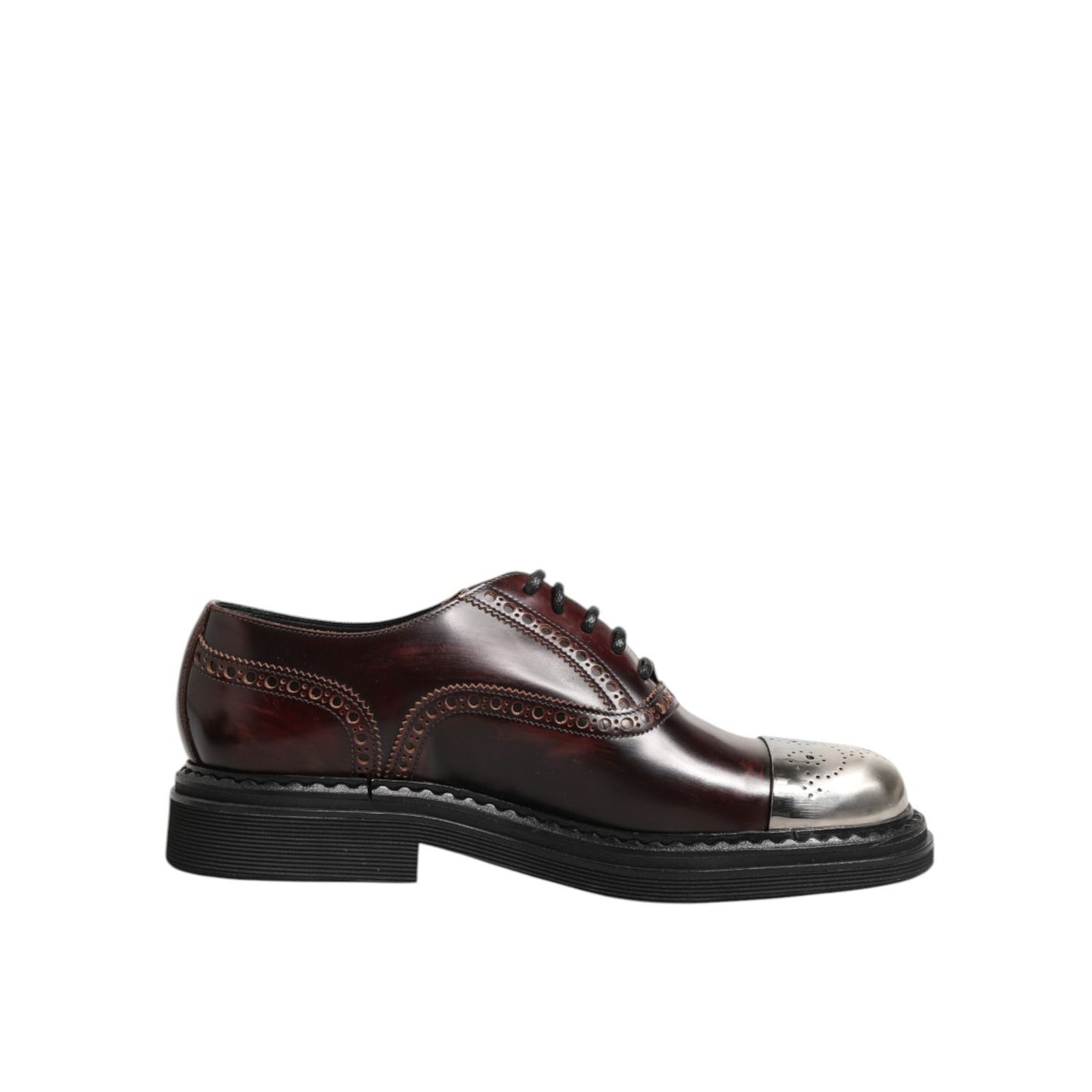 Dolce & Gabbana Brown Leather Lace Up Dress Men Oxford Shoes featuring polished finish and classic lace-up design for formal occasions.