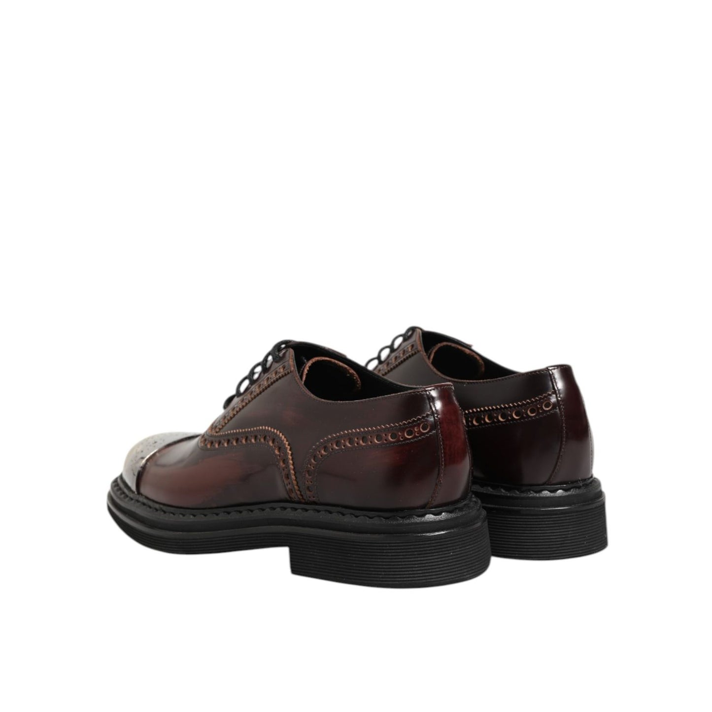 Dolce & Gabbana Brown Leather Lace Up Dress Men Oxford Shoes polished finish, classic elegance, formal wear