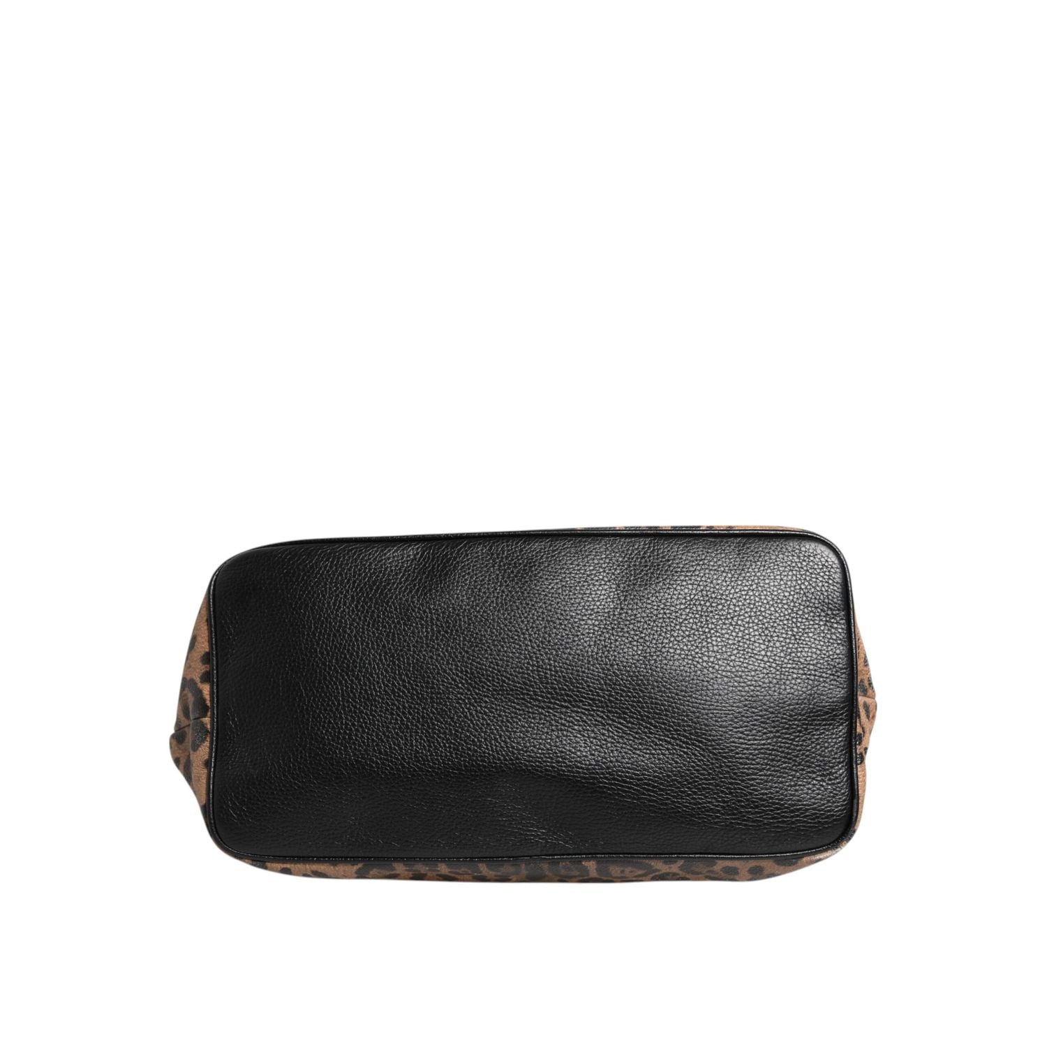 Dolce & Gabbana Brown Leopard BEATRICE Leather Logo Plaque Tote Bag