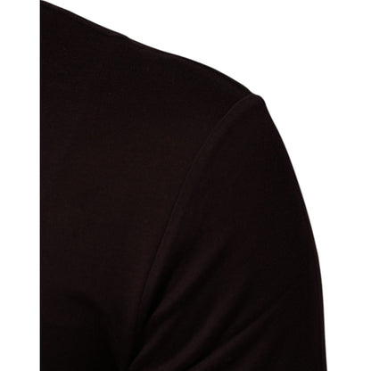 Dolce & Gabbana Brown Logo Plaque Cotton Crew Neck T-shirt