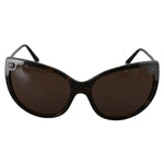Dolce & Gabbana DG4337 Dark Havana Cat Eye Women Eyewear Sunglasses, brown acetate frame, 100% UV protection, missing left metal stud.