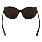 Dolce & Gabbana DG4337 Dark Havana Cat Eye Women Eyewear Sunglasses with brown lenses made from 100% acetate, missing left metal stud