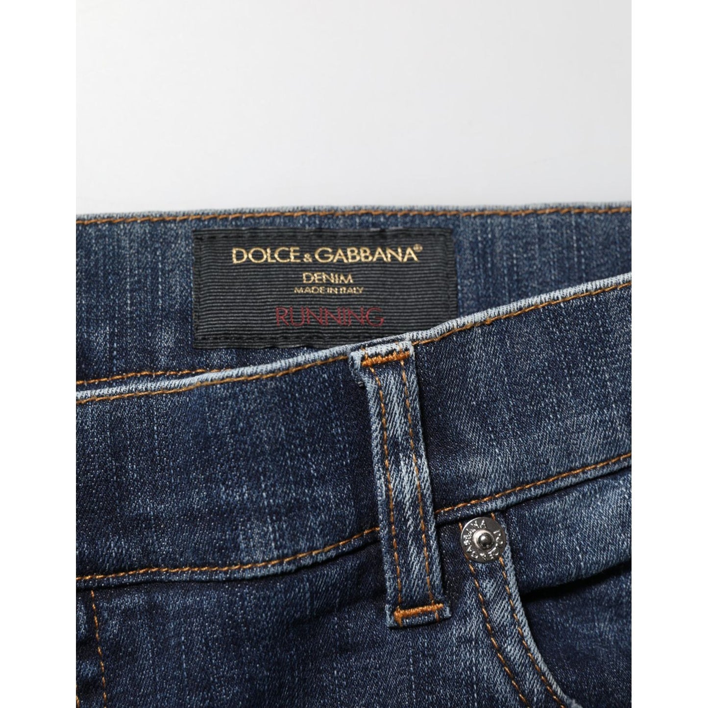 Dolce & Gabbana Dark Blue Washed Running Ripped Denim Jeans