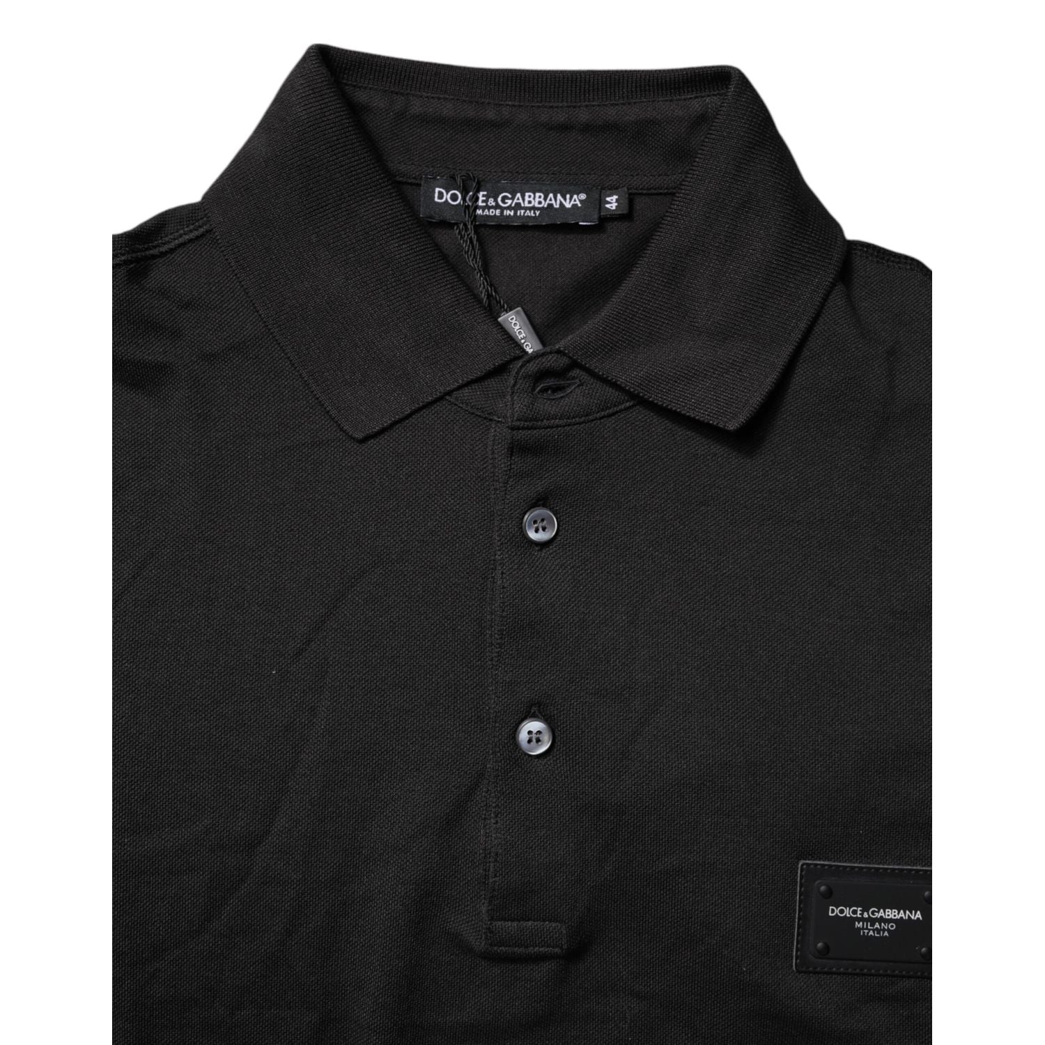Dolce & Gabbana Dark Gray Logo Plaque Cotton Men Polo Shirt T-shirt