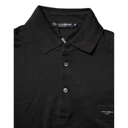 Dolce & Gabbana Dark Gray Logo Plaque Cotton Men Polo Shirt T-shirt