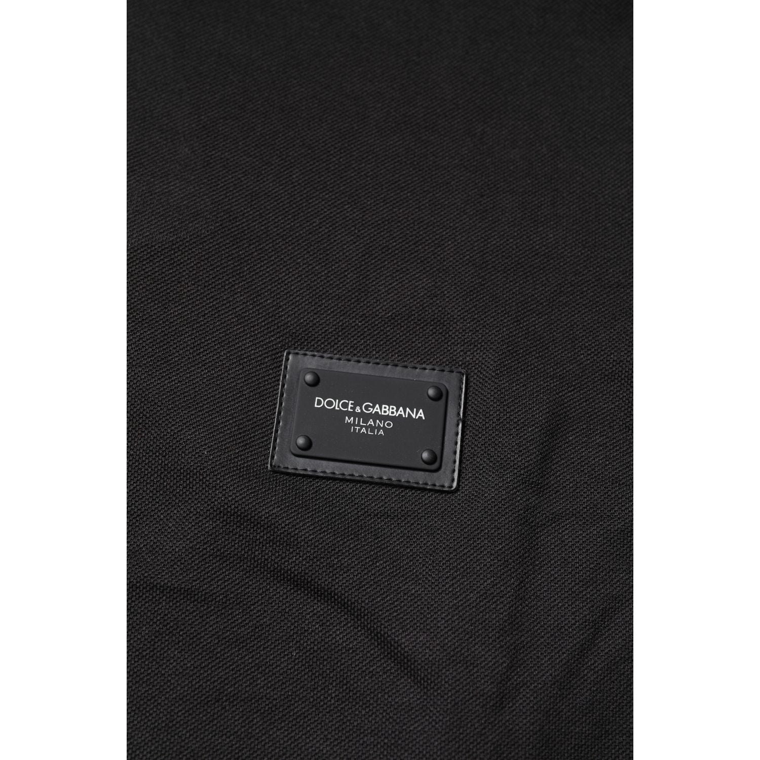 Dolce & Gabbana Dark Gray Logo Plaque Cotton Men Polo Shirt T-shirt