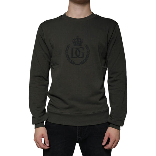 Dolce & Gabbana Army Green DG Crown Crew Neck Pullover Sweater TSH86589-44