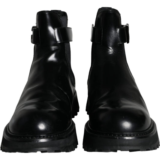 Dolce & Gabbana Black Belted DG Logo Men Chelsea Boots Shoes MV5837-44