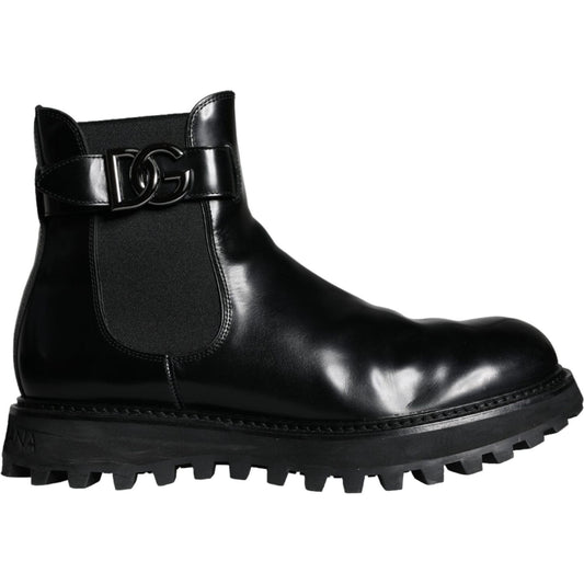 Dolce & Gabbana Black Belted DG Logo Men Chelsea Boots Shoes MV5837-44