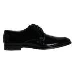 Dolce & Gabbana Black Calfskin Leather Derby Men Dress Shoes MV5705-43
