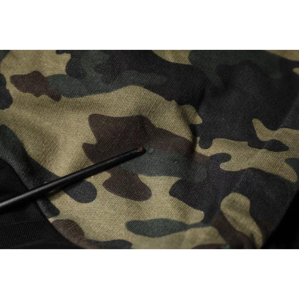 Dolce & Gabbana Black Camouflage Hooded Sweatshirt Sweater TSH87040-44