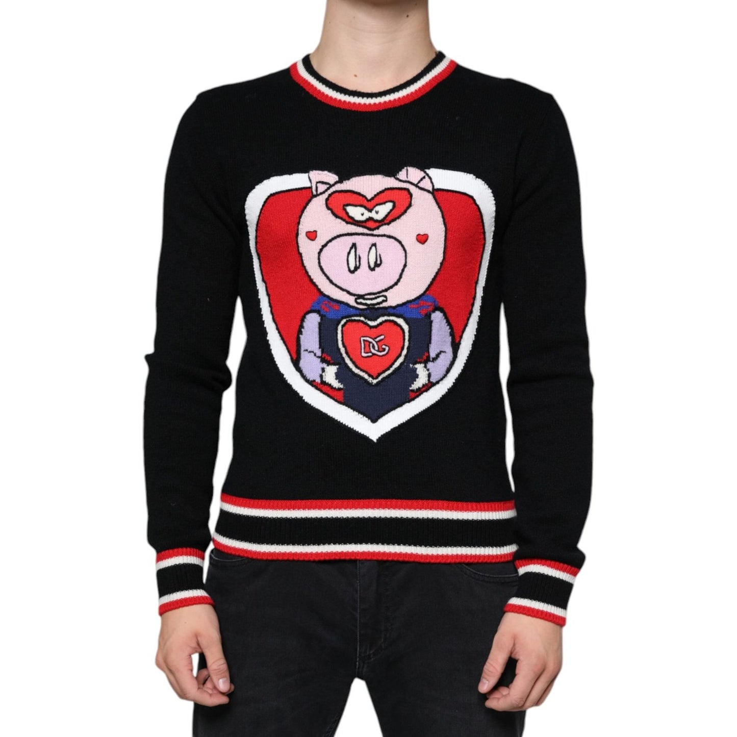 Dolce & Gabbana Black Cashmere Pig of the Year Pullover Sweater TSH86671-44