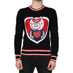 Dolce & Gabbana Black Cashmere Pig of the Year Pullover Sweater TSH86671-44