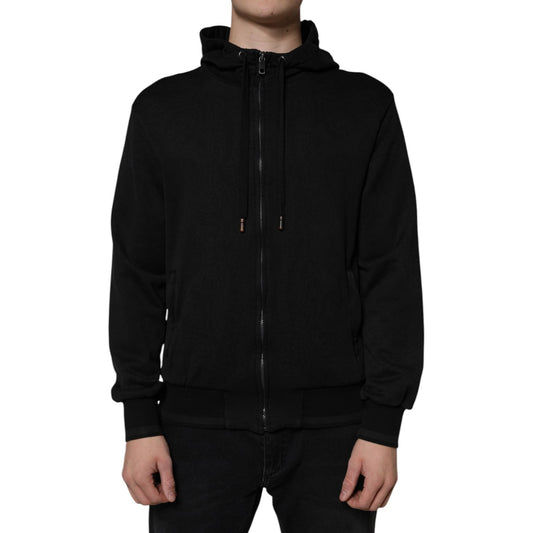 Dolce & Gabbana Black Cotton Full Zip Hooded Bomber Jacket JKT3901-50