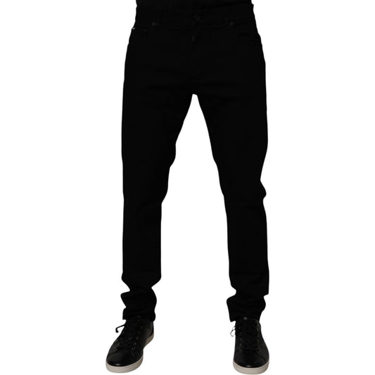 Dolce & Gabbana Black Cotton Stretch Slim Fit Men Denim Jeans PAN75191-52