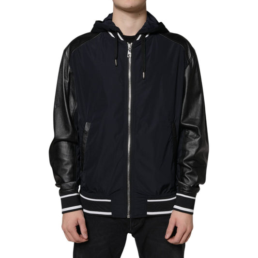 Dolce & Gabbana Black Hooded Full Zip Men Bomber Jacket JKT3878-50