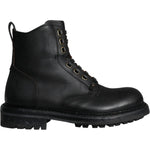 Dolce & Gabbana Black Lace Up Mid Calf Boots Men Shoes Dolce & Gabbana Dark Slate Gray