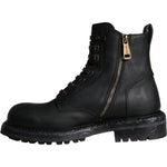 Dolce & Gabbana Black Lace Up Mid Calf Boots Men Shoes Dolce & Gabbana Dark Slate Gray
