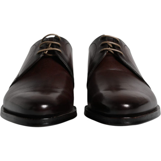 Dolce & Gabbana Black Leather Lace Up Men Derby Formal Shoes MV6333-44