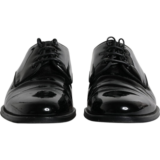 Dolce & Gabbana Black Leather Lace Up Men Derby Formal Shoes MV6347-41