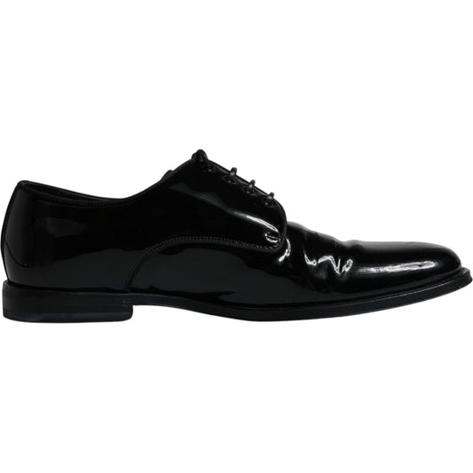 Dolce & Gabbana Black Leather Lace Up Men Derby Formal Shoes MV6347-41
