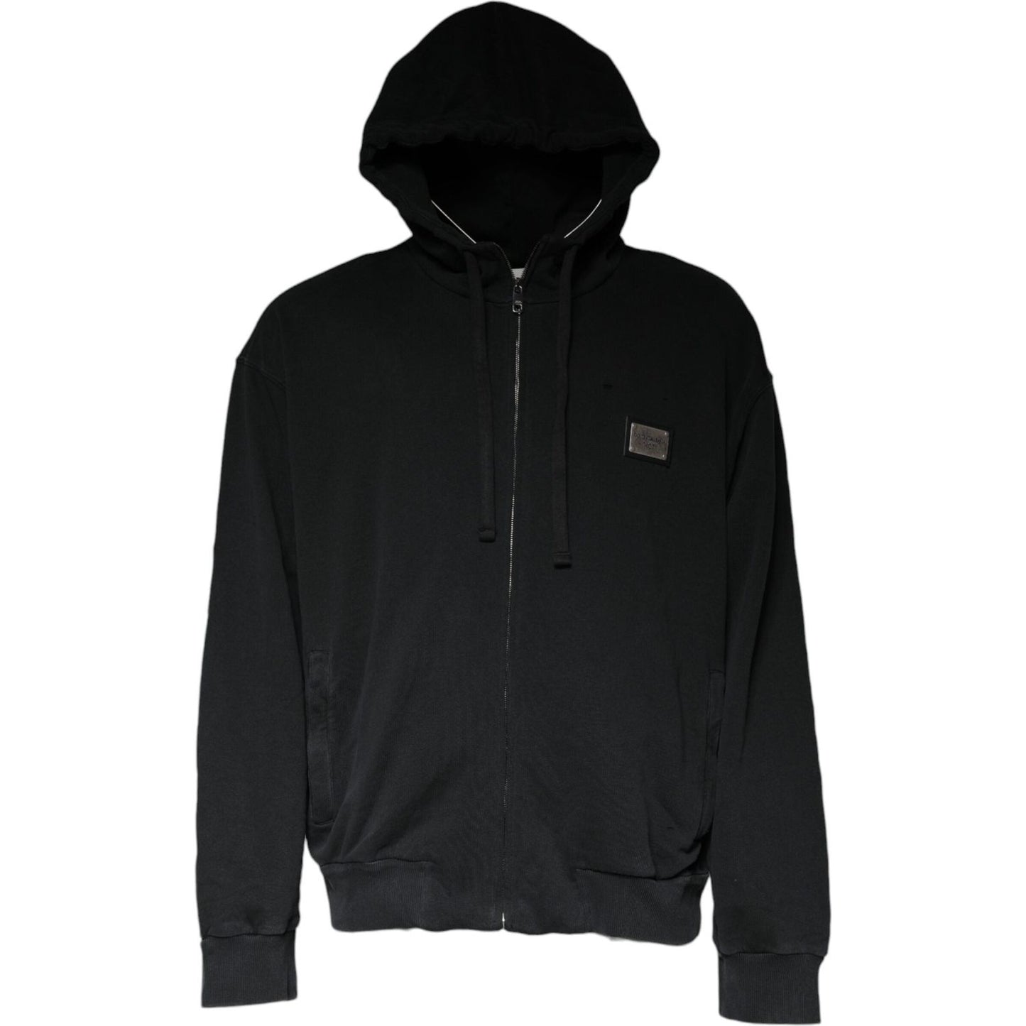 Dolce & Gabbana Black Logo Plaque Hooded Full Zip Sweater TSH86996-54