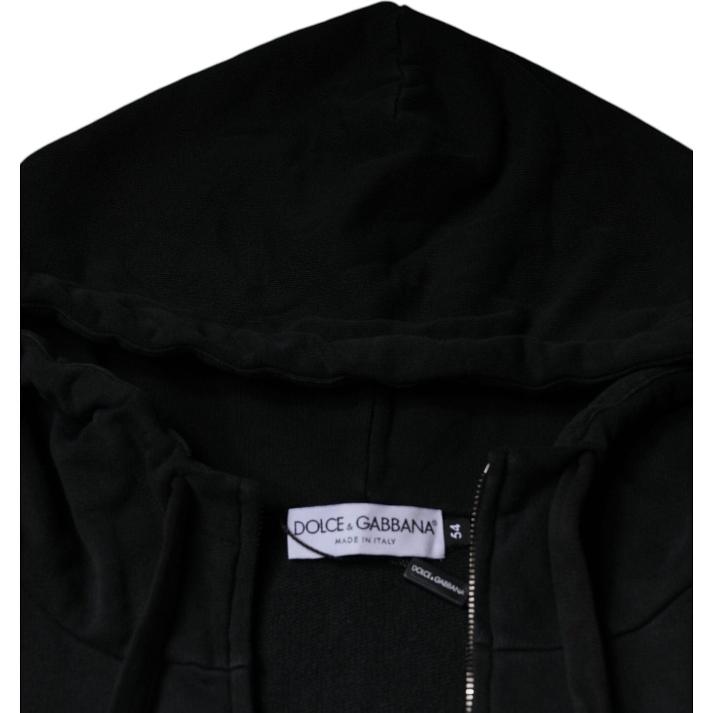 Dolce & Gabbana Black Logo Plaque Hooded Full Zip Sweater TSH86996-54
