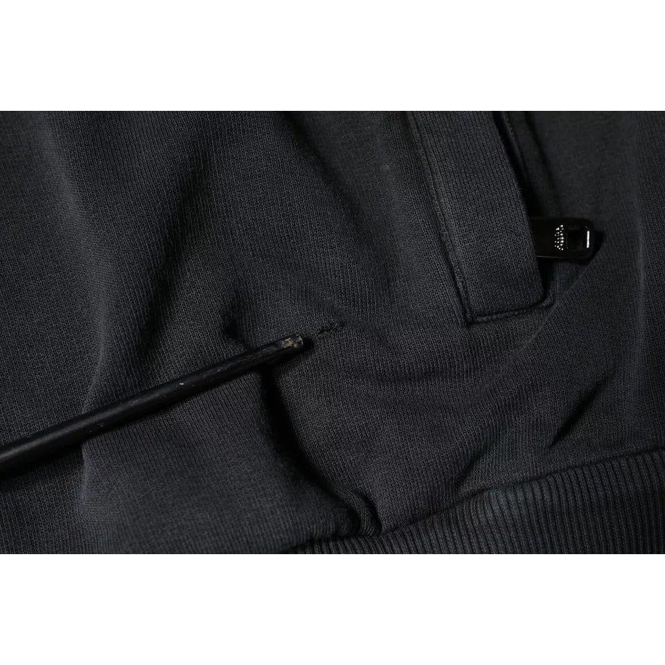 Dolce & Gabbana Black Logo Plaque Hooded Full Zip Sweater TSH86996-54
