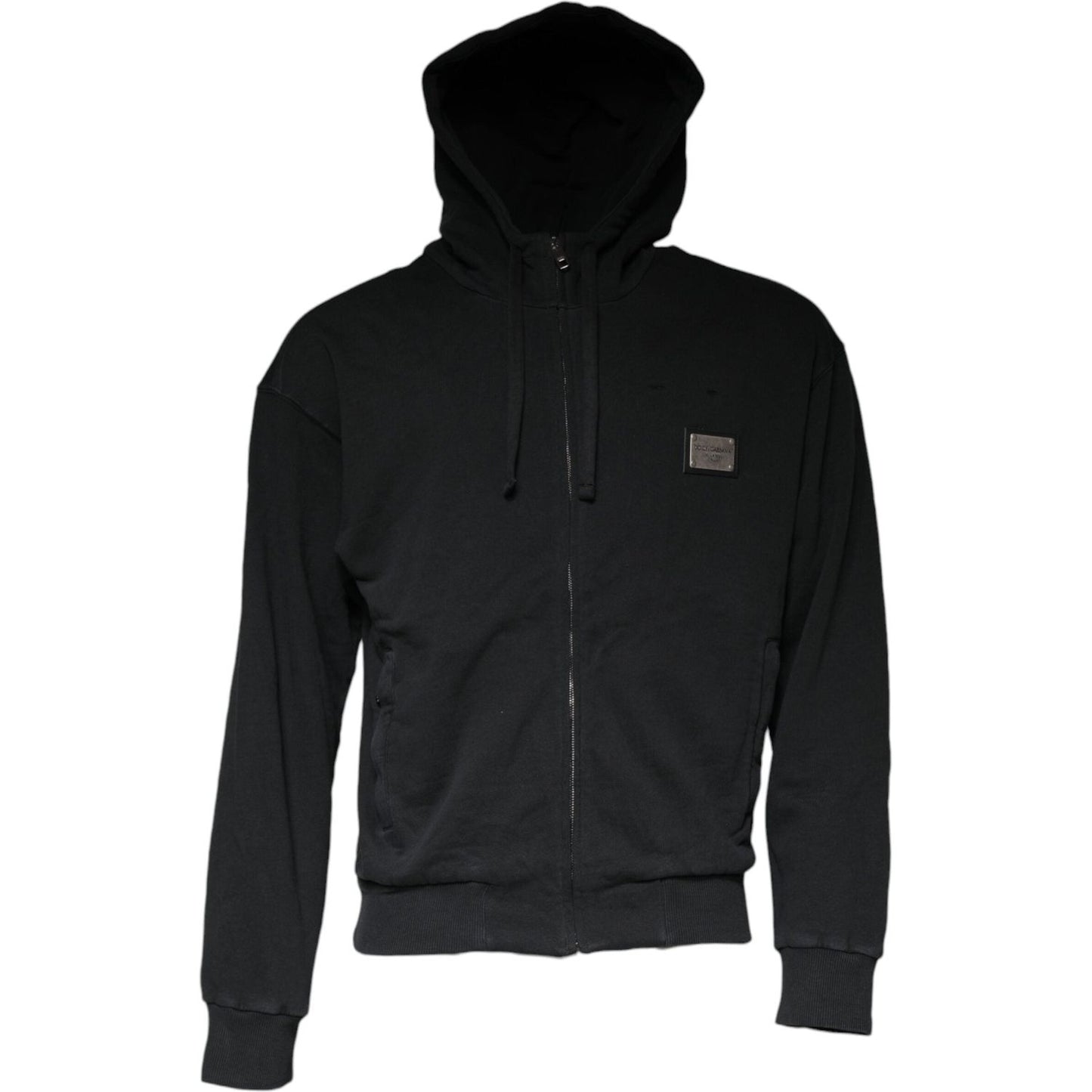 Dolce & Gabbana Black Logo Plaque Hooded Full Zip Sweater TSH86997-44