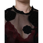 Dolce & Gabbana Black Nylon Mesh Transparent Floral Blouse TSH86550-46