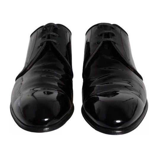 Dolce & Gabbana Black Patent Leather Derby Men Dress Shoes MV5709-42.5