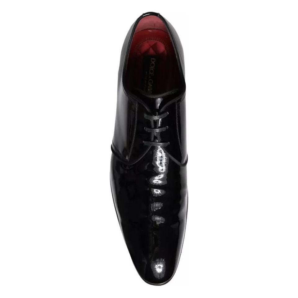 Dolce & Gabbana Black Patent Leather Derby Men Dress Shoes MV5709-42.5