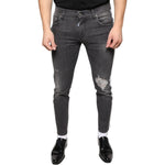 Dolce & Gabbana Black Tattered Cotton Skinny Men Denim Jeans PAN74863-48