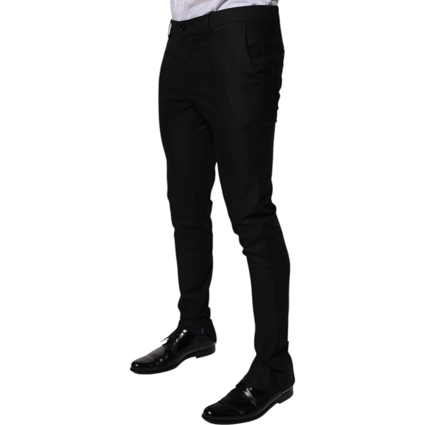 Dolce & Gabbana Black Virgin Wool MenSkinny Dress Formal Pants PAN75048-50