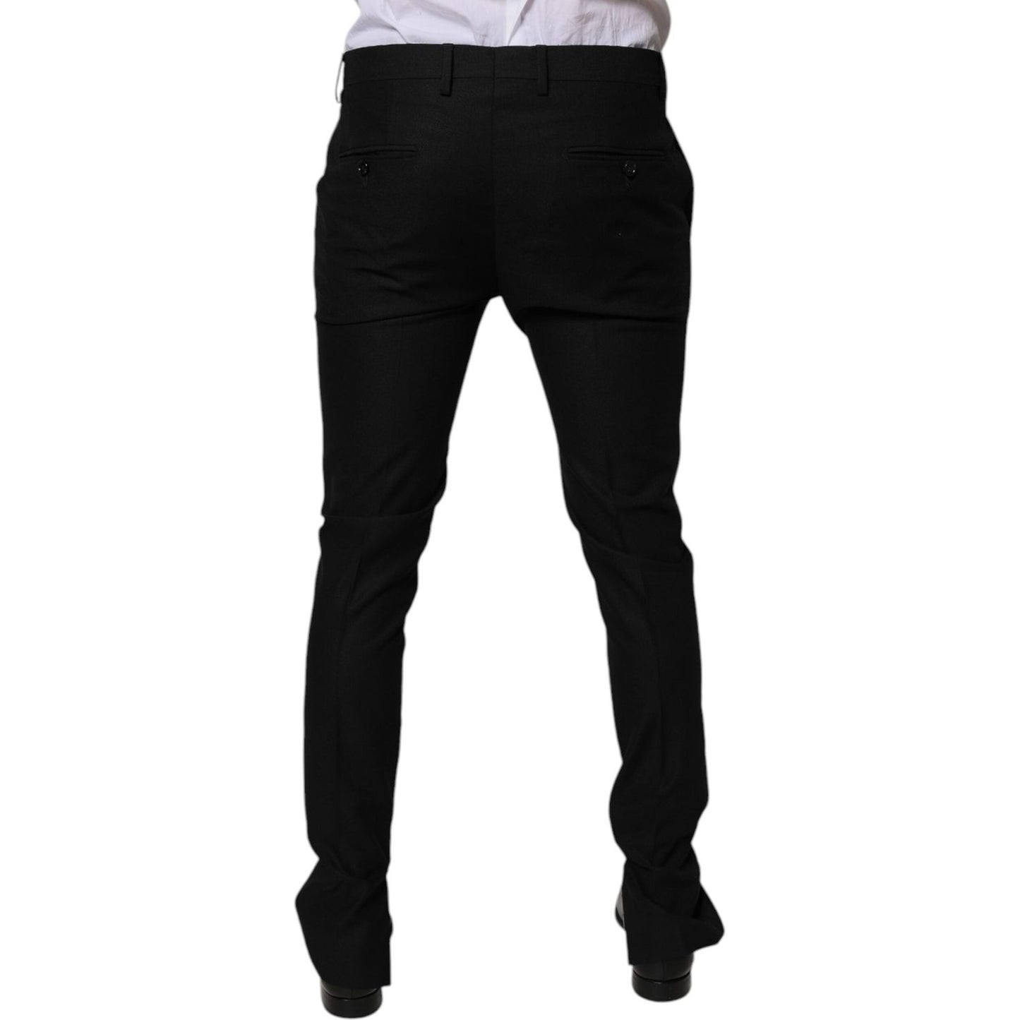 Dolce & Gabbana Black Virgin Wool MenSkinny Dress Formal Pants PAN75048-50