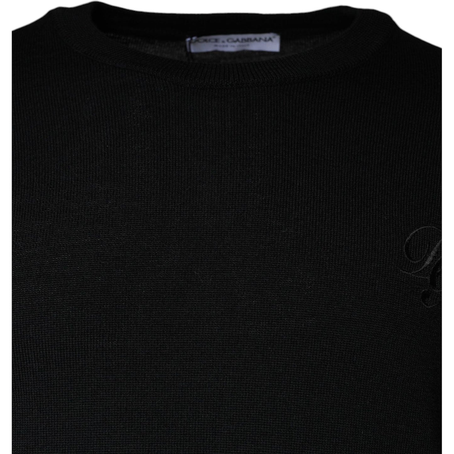 Dolce & Gabbana Black Wool Knit Crew Neck Pullover Sweater TSH86976-50
